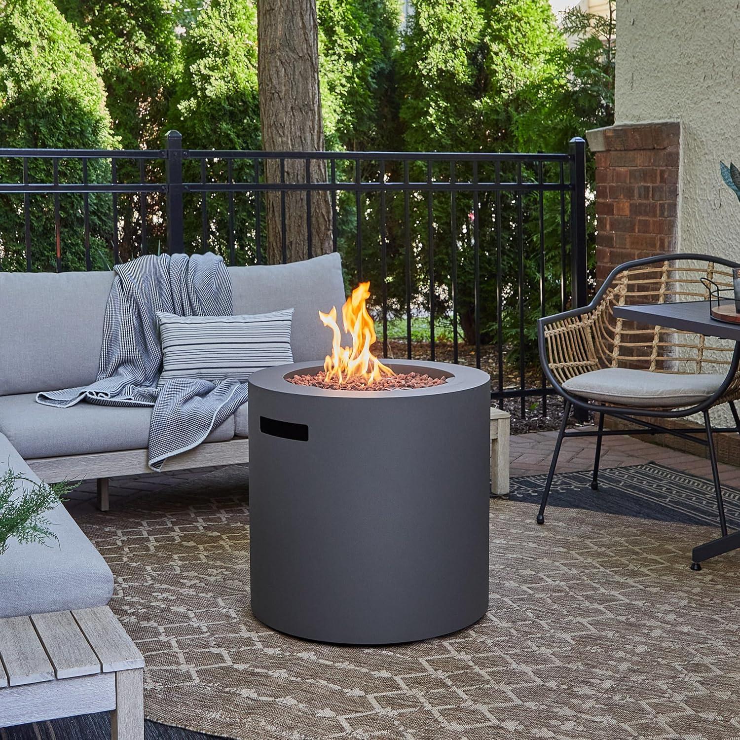 Aegean 24" Round Steel Propane Fire Pit Table with Hidden Tank Storage by Real Flame