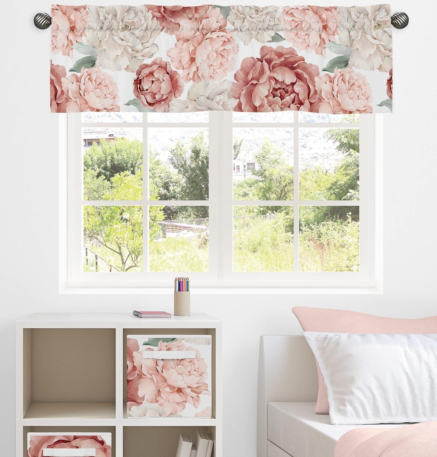 Peony Floral Garden Pink and Ivory 54" Window Valance by Sweet Jojo Designs