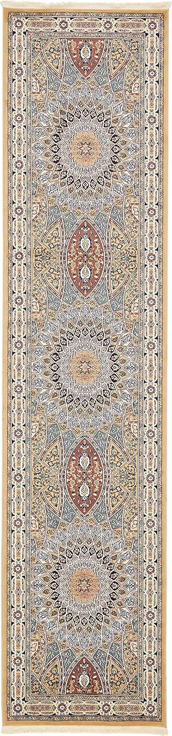 Nain Design Traditional Beige 13' Synthetic Runner Rug