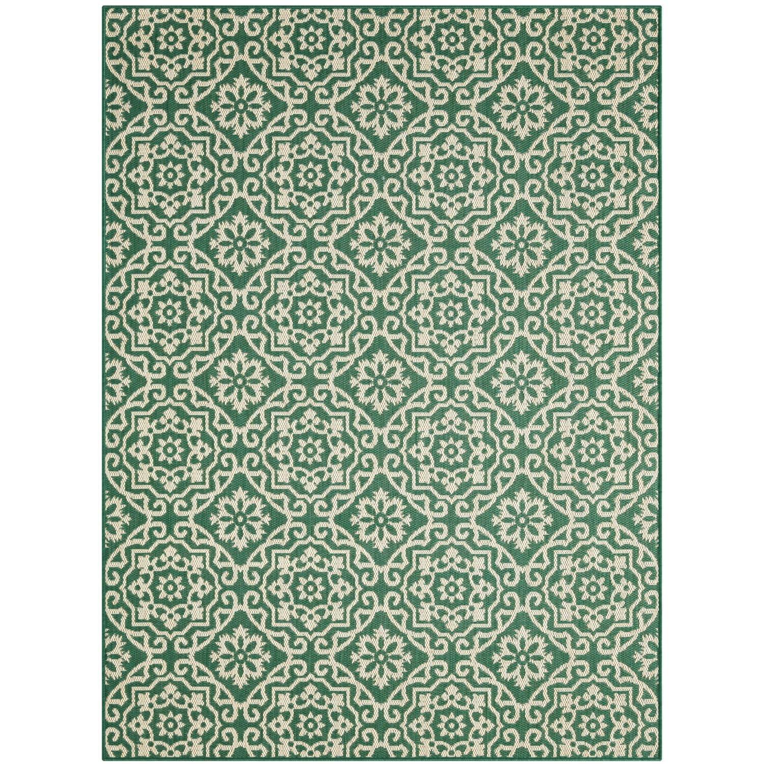 NICOLE MILLER NEW YORK Patio Country Danica Geometric Indoor/Outdoor Area Rug, Green/Beige