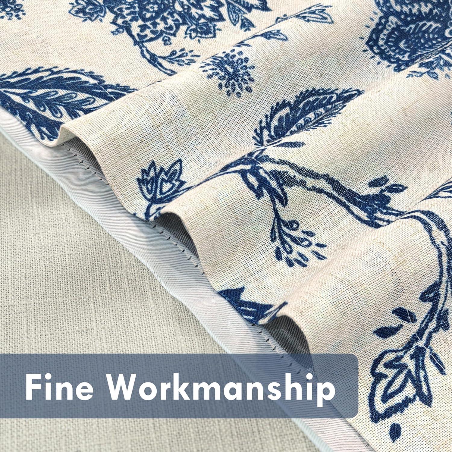 DriftAway Freda Jacobean Floral Linen Blend Blackout Thermal Insulated Energy Saving Privacy Window Curtain Valance Rod Pocket 2 Layers Single 52 Inch by 18 Inch plus 2 Inch Header vy Beige