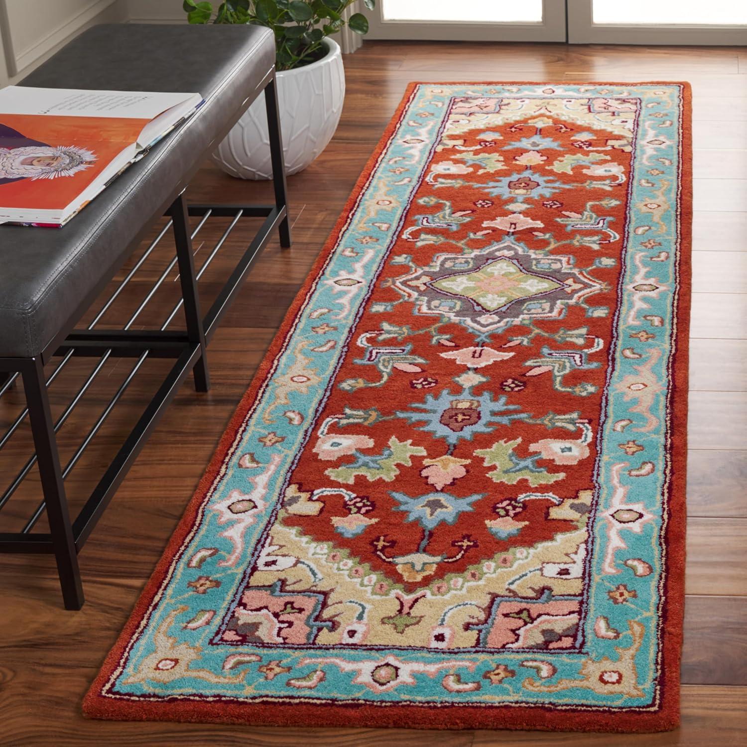 SAFAVIEH Heritage York Oriental Wool Runner Rug, Red/Blue, 2'3" x 8'