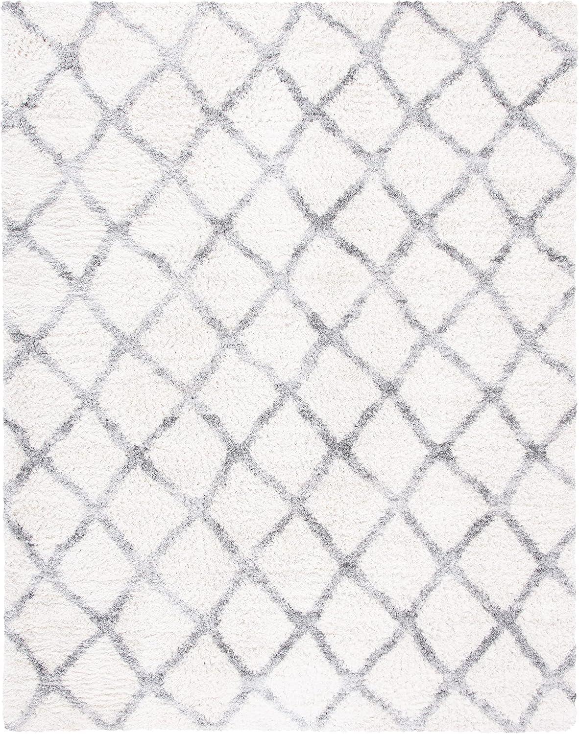 Cream/Grey 8' x 10' Reversible Easy-Care Shag Area Rug