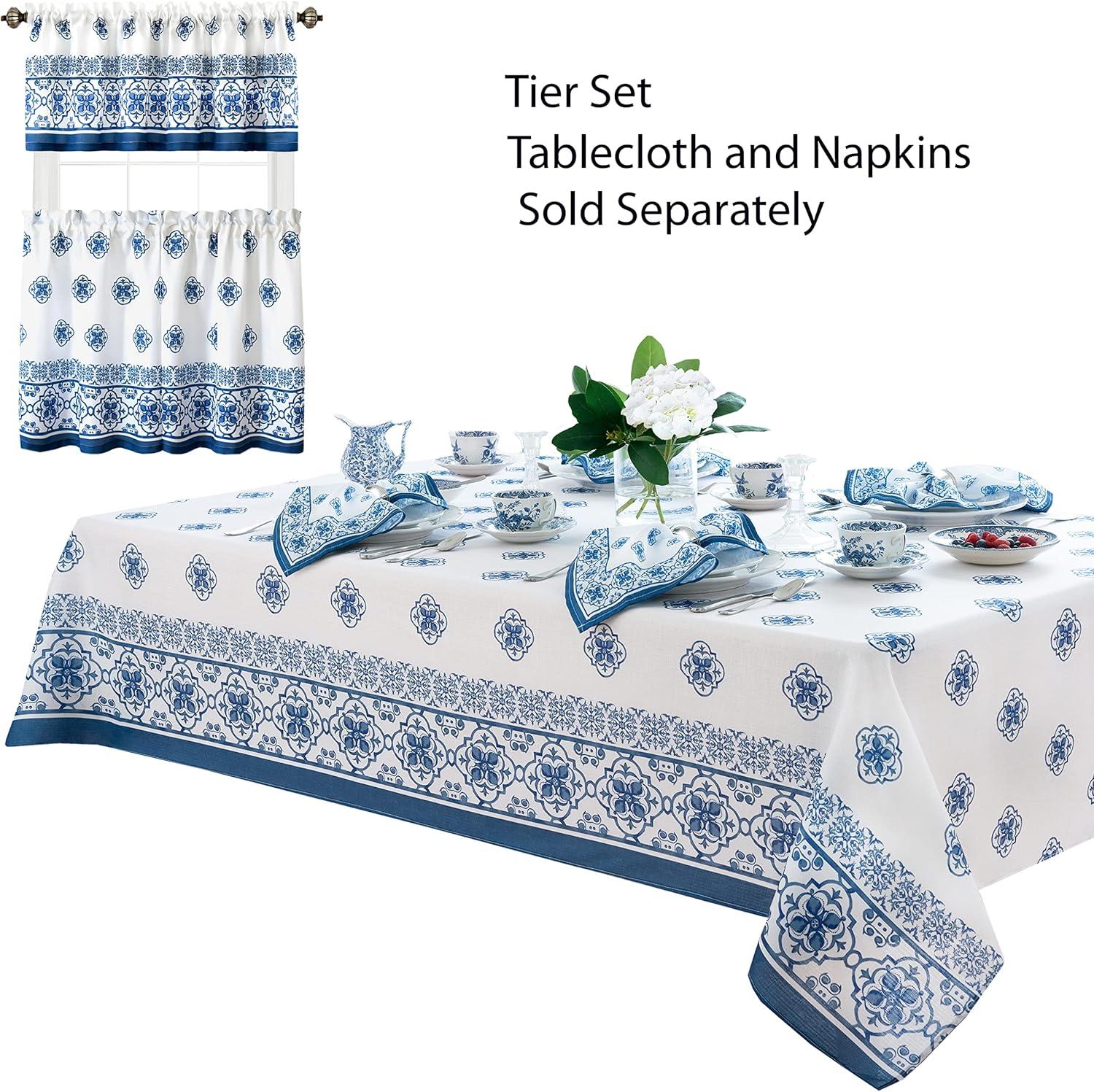 Mykonos Blue and White Rectangular Fabric Placemats, Set of 4