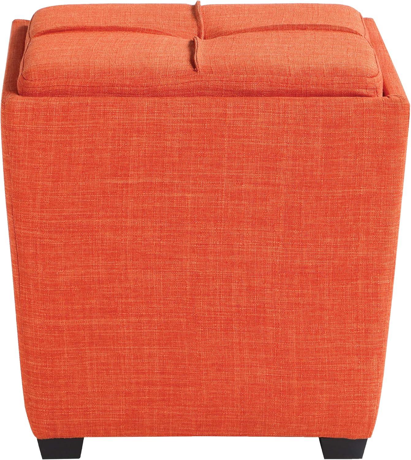 Rockford Storage Ottoman in Tangerine Orange Fabric