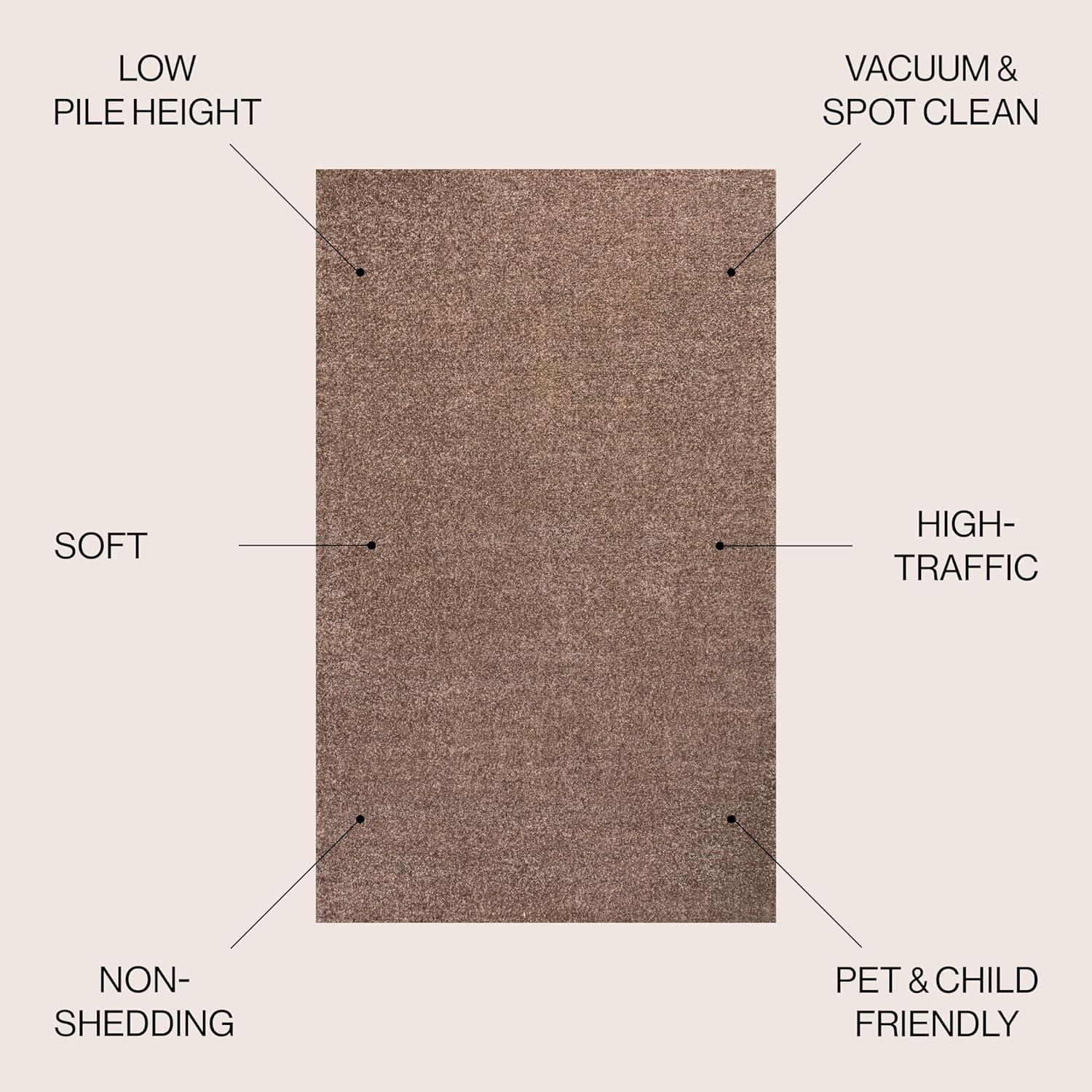 Brown 6'2" x 9' Solid Synthetic Easy Care Area Rug