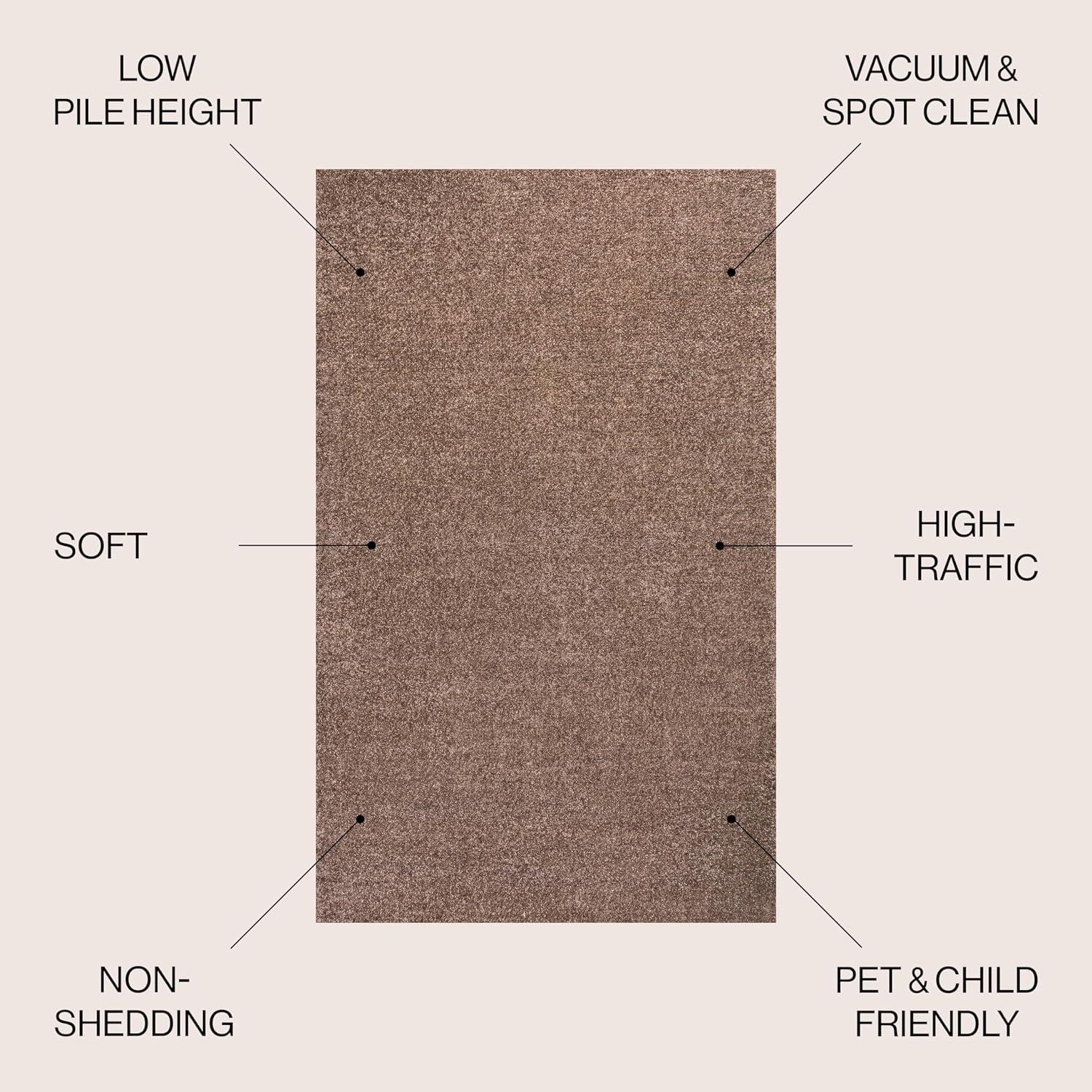 5'x8' Haze Solid Low-Pile Area Rug, Brown - JONATHAN Y