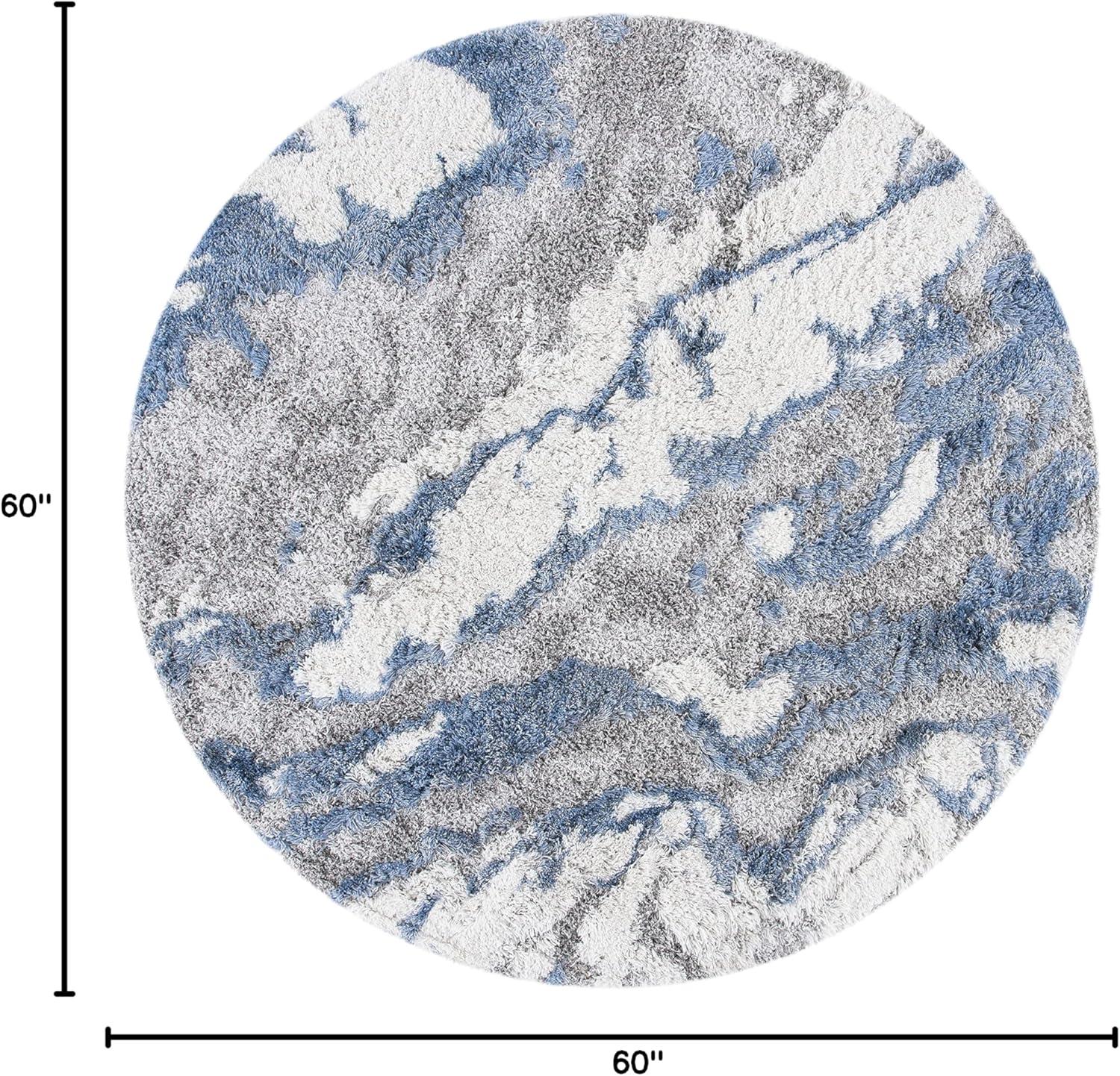 Horizon Shag 800 HZN890 Machine Made Area Rug - 5' Round - Grey/Blue - Safavieh