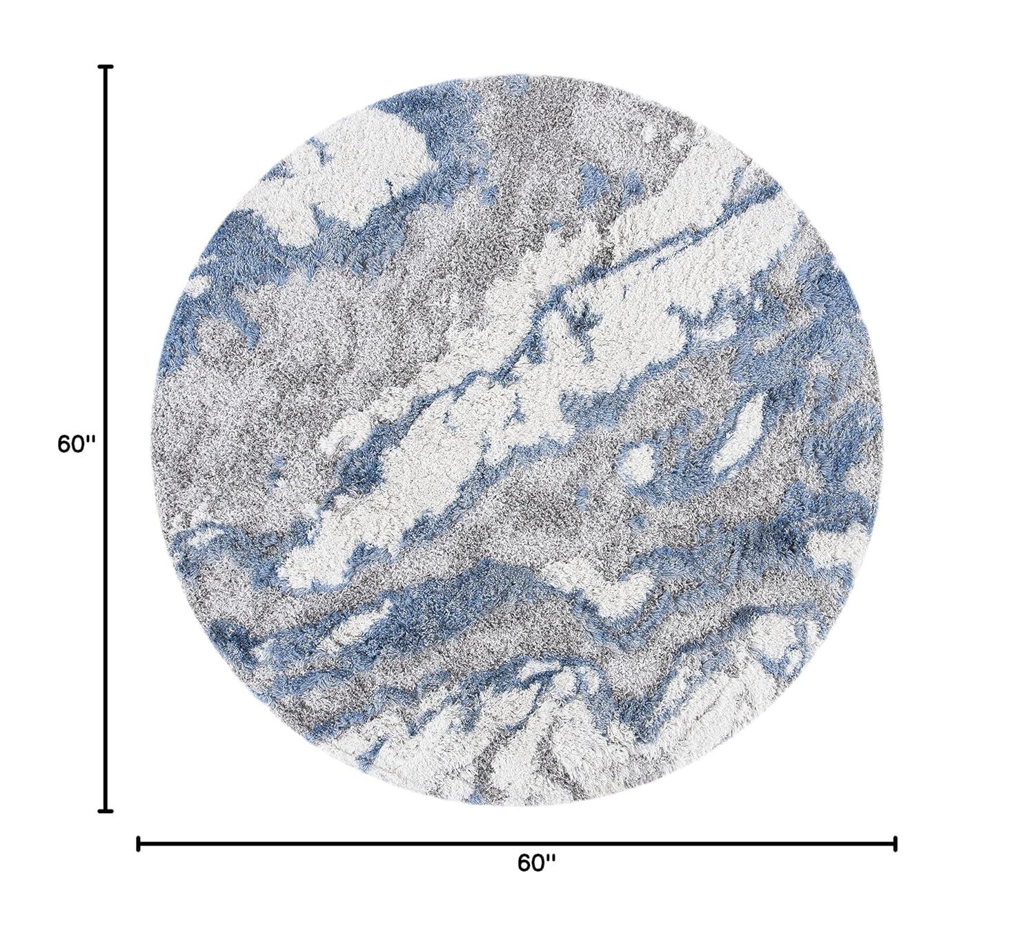 Horizon Shag 800 HZN890 Machine Made Area Rug - 5' Round - Grey/Blue - Safavieh