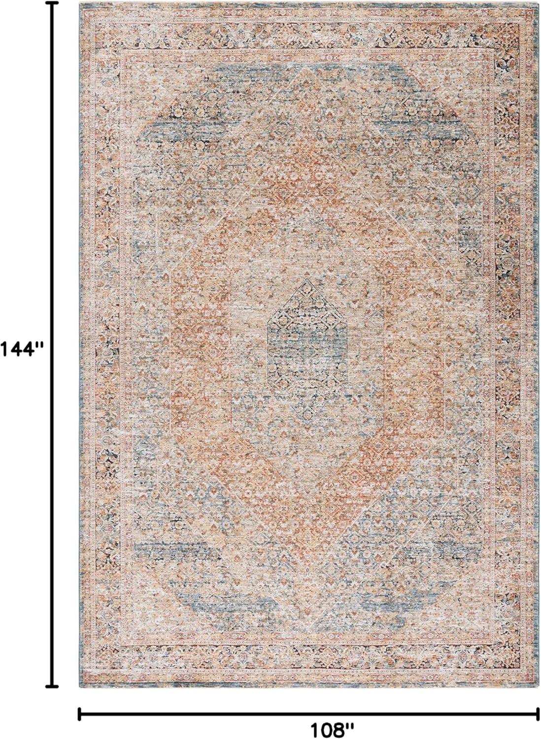 SAFAVIEH Silverado Damjana Medallion Polyester Area Rug, Blue/Rust, 9' x 12'