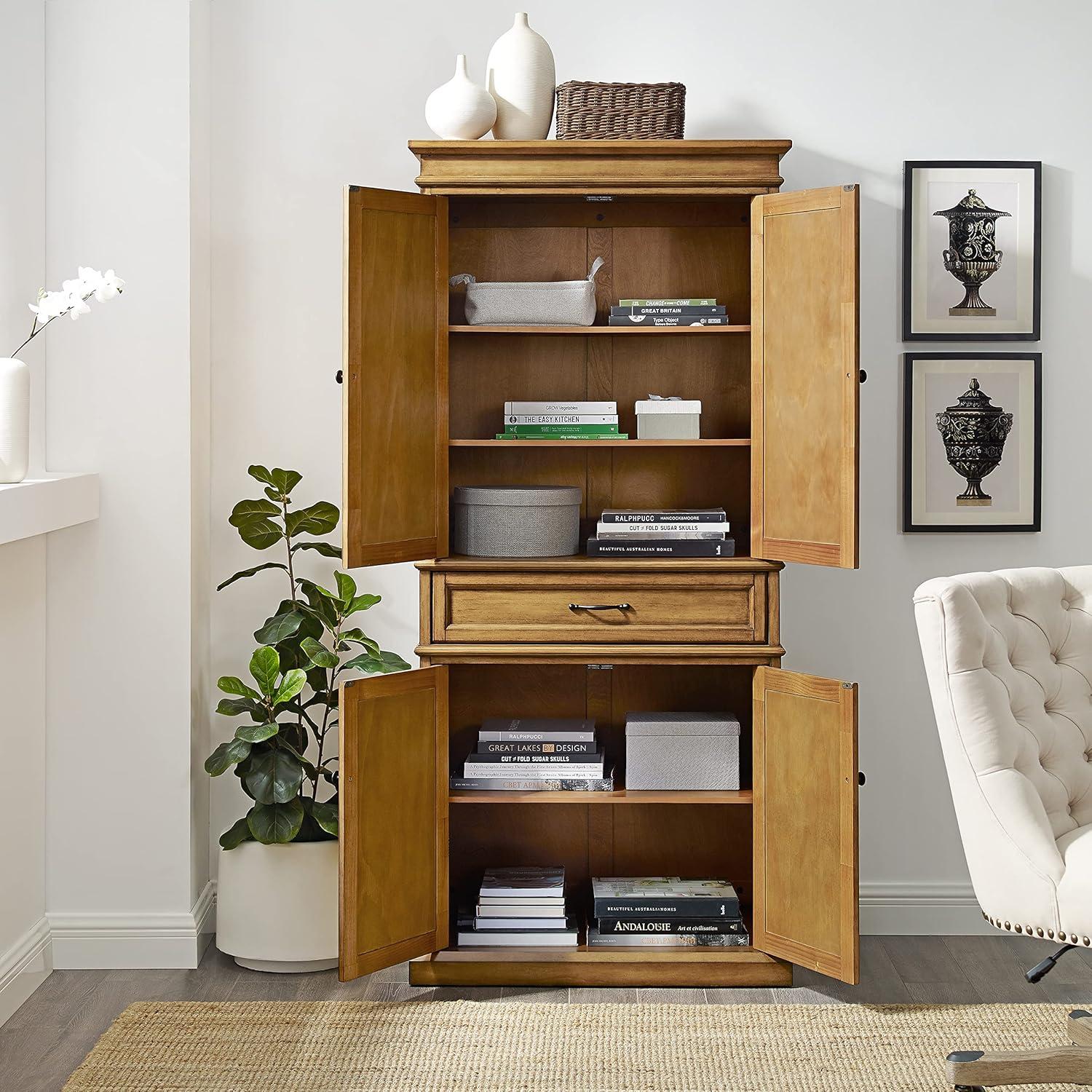 Parsons Pantry Storage Wood/Mahogany - Crosley: Adjustable Shelving, Drawer, Traditional Style