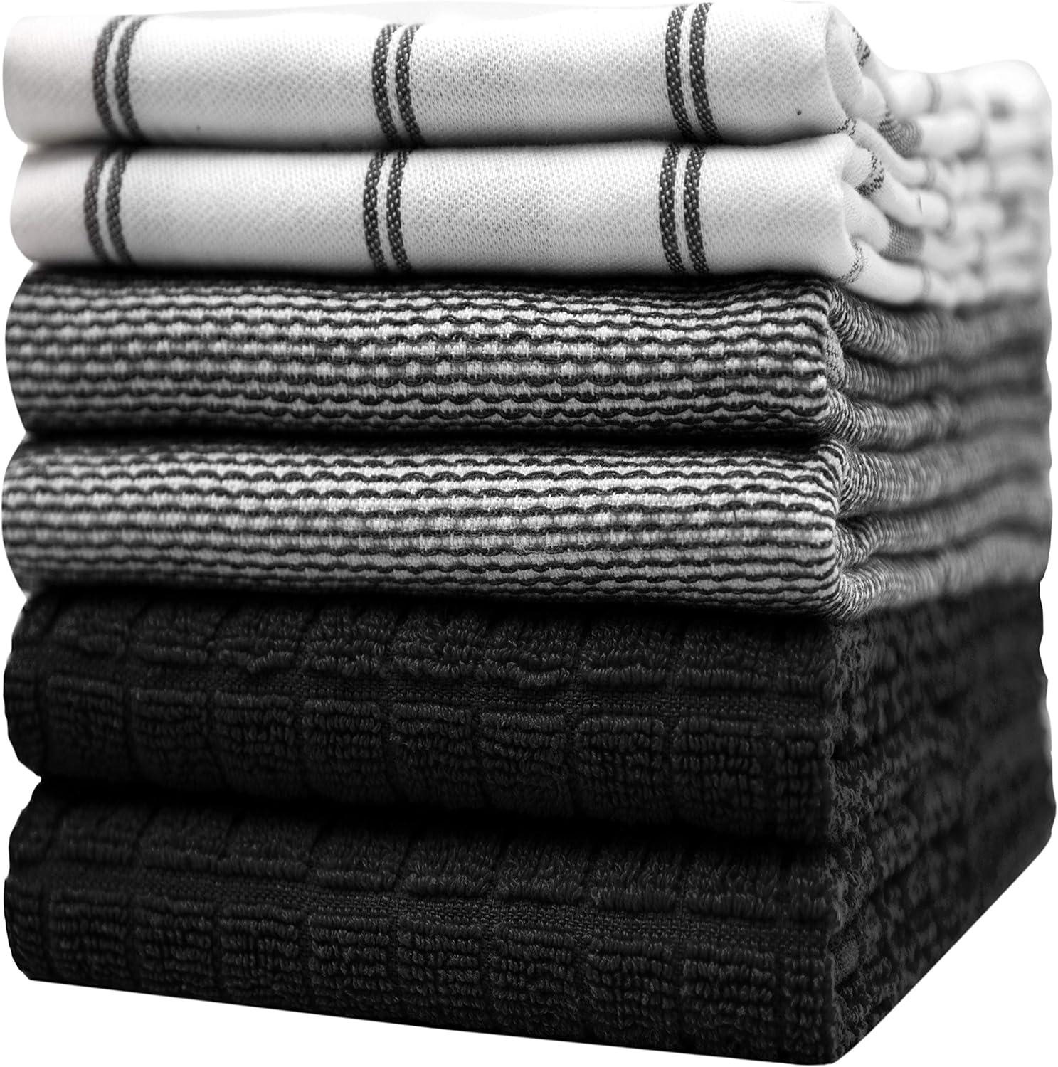 Checkered Cotton Terry Kitchen Towel Set, 20" x 28", 6-Pack