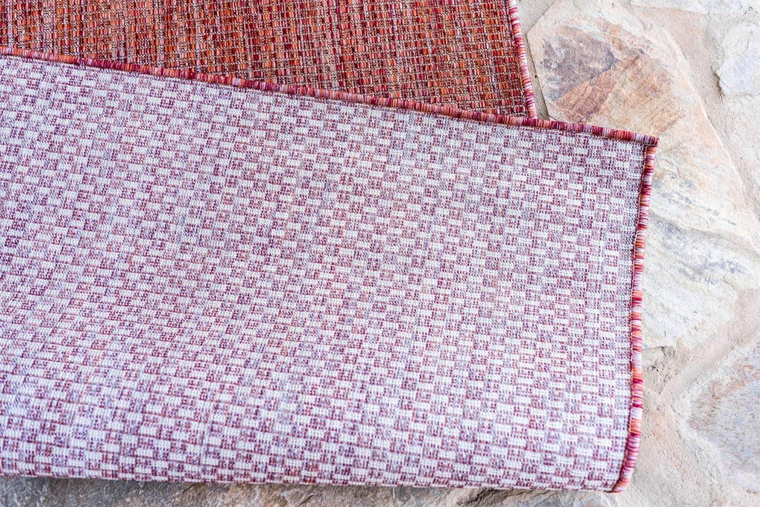 Rust Red Synthetic 4' x 6' Reversible Outdoor Rug