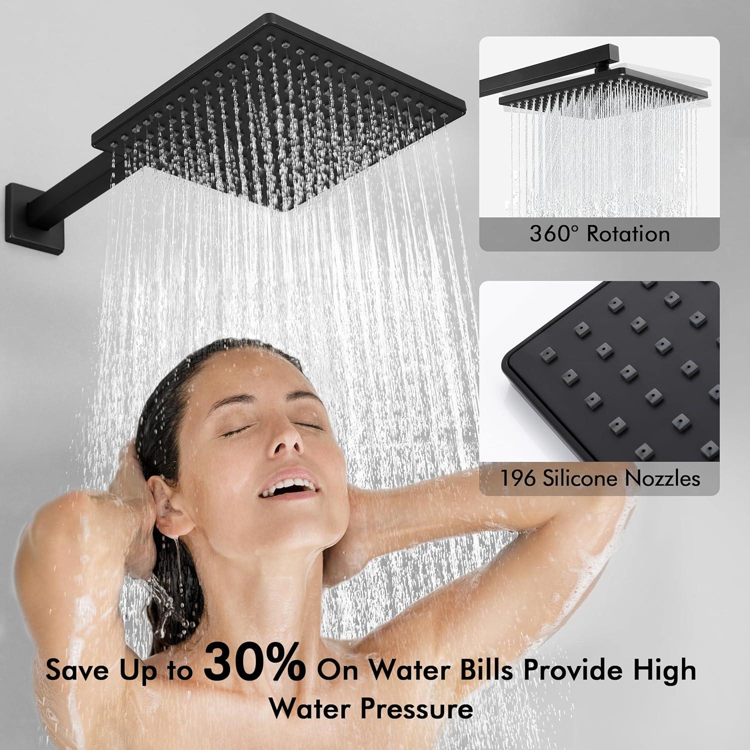 KES Shower System with Handheld Shower Valve and Trim Kit Pressure Balance Matte Black