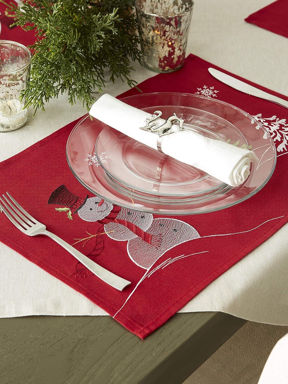 Embroidered Snowman Placemat Set of 4