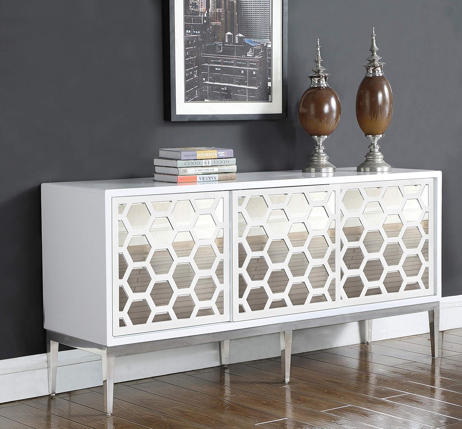 Meridian Furniture Zoey Aparador Buffet de Madera en Laca Blanca
