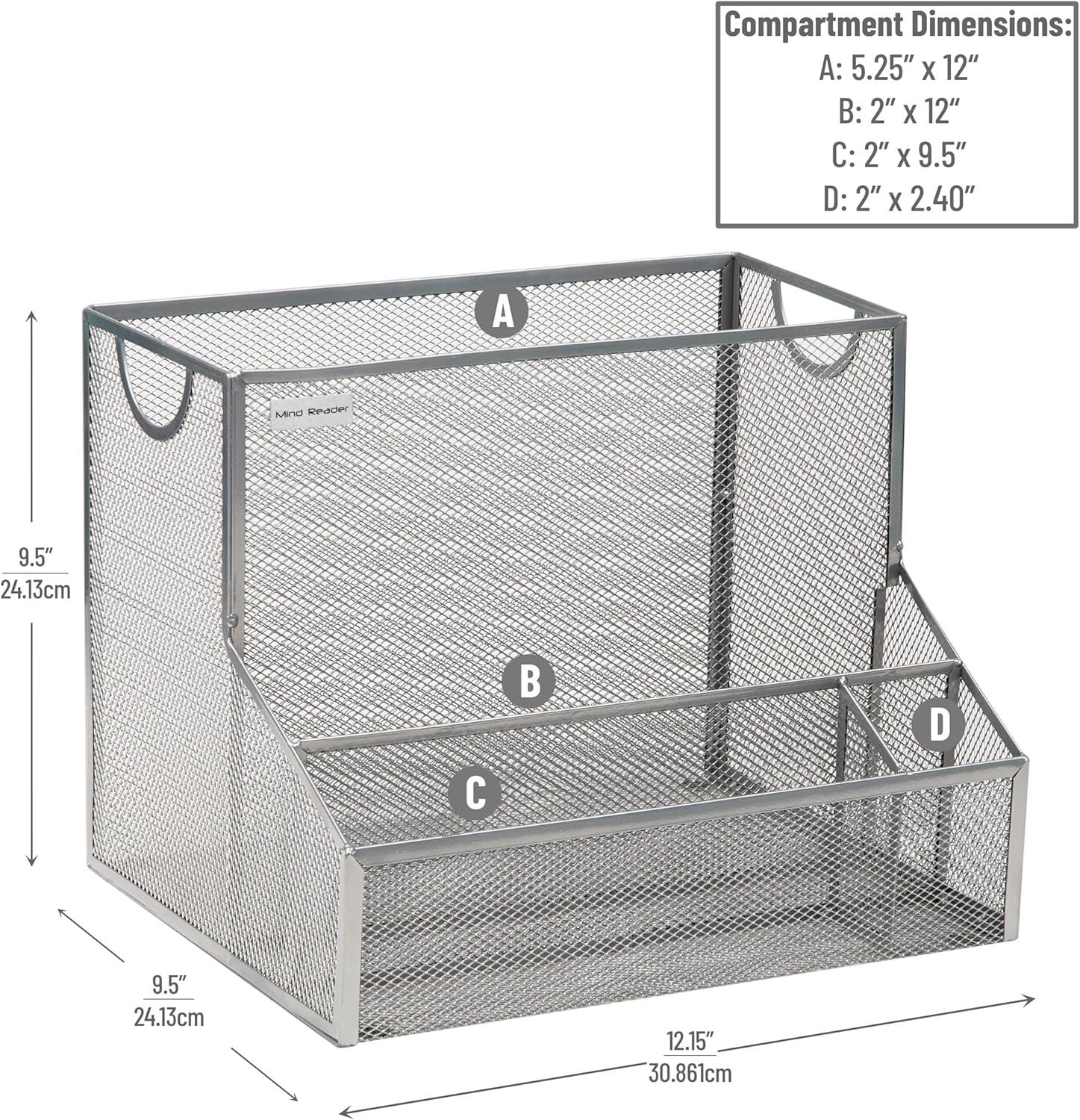 Network Collection Desktop Organizer, Vertical File Storage, Metal, 12.15" L x 9.5" W x 9.5" H