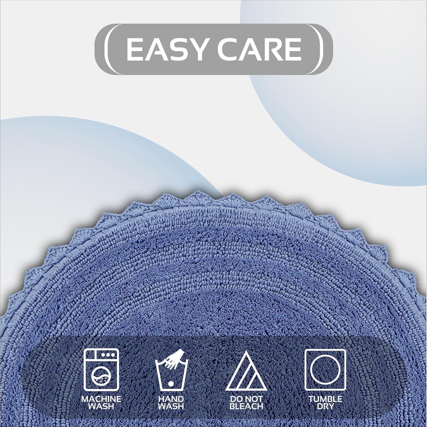 Better Trends Lilly Crochet 100% Cotton Tufted Reversible Bath Rug 30" Round - Blue