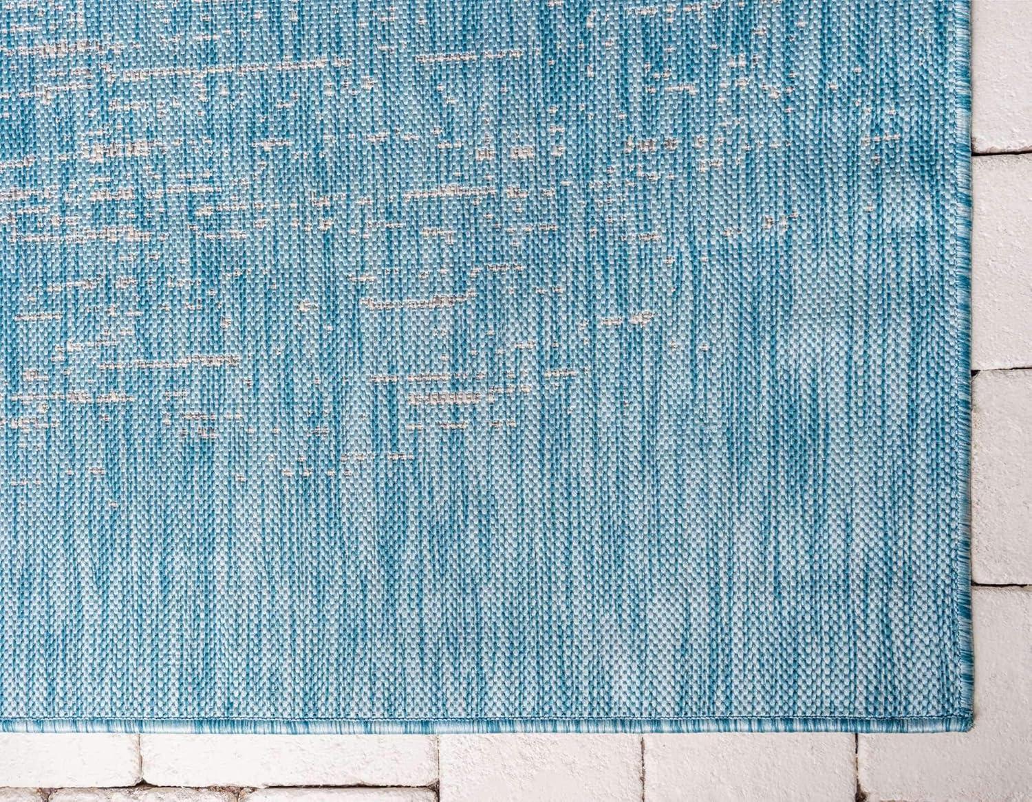 Unique Loom Ombre Outdoor Modern Rug , 4' 0" x 6' 0" ,Aqua