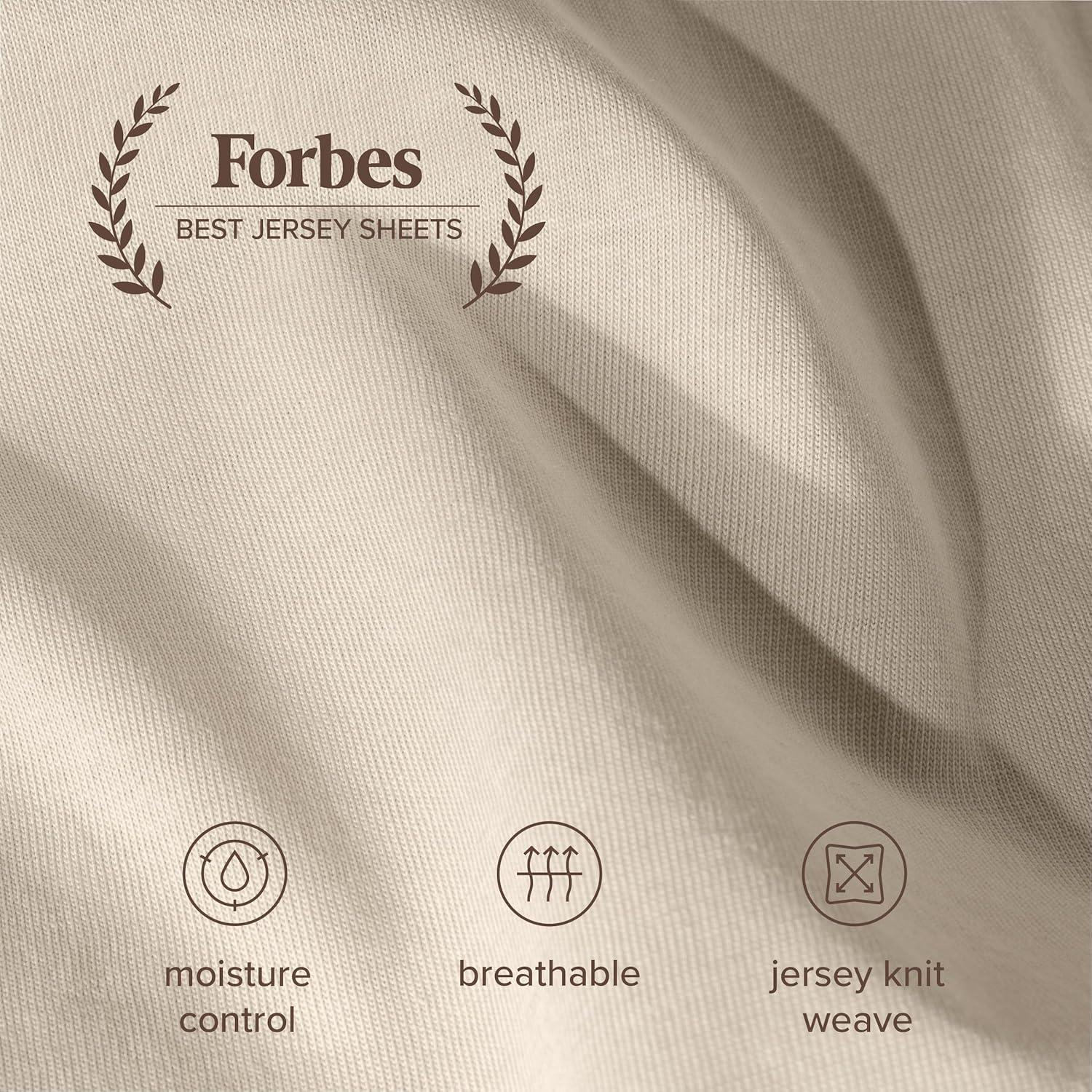 Twin XL Sand Organic Cotton Jersey Fitted Sheet by Bare Home
