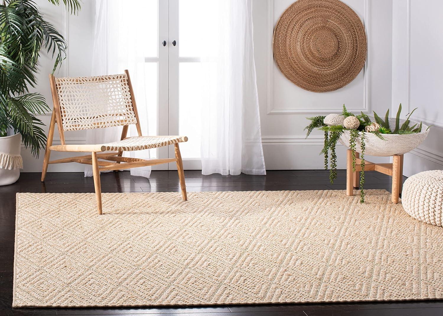 Palm Beach PAB360 Power Loomed, Jacquard Weave Indoor Accent Rug - 3'x5' - Beige/Beige - Safavieh