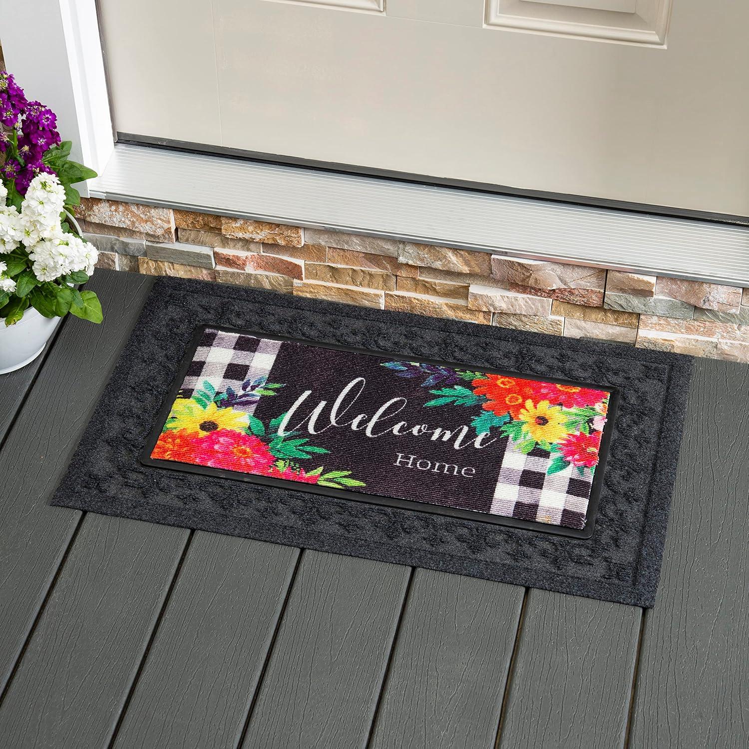 Evergreen Summer Bloom Textured Sassafras Indoor Outdoor Switch Doormat 1'10"x10" Multicolored