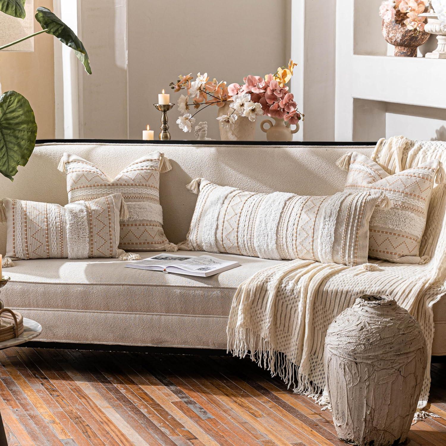 POFIMP 14X36 Rectangle Bohemian Style Pillow Cover For Sofa Living Room Decoration (1 Pack)