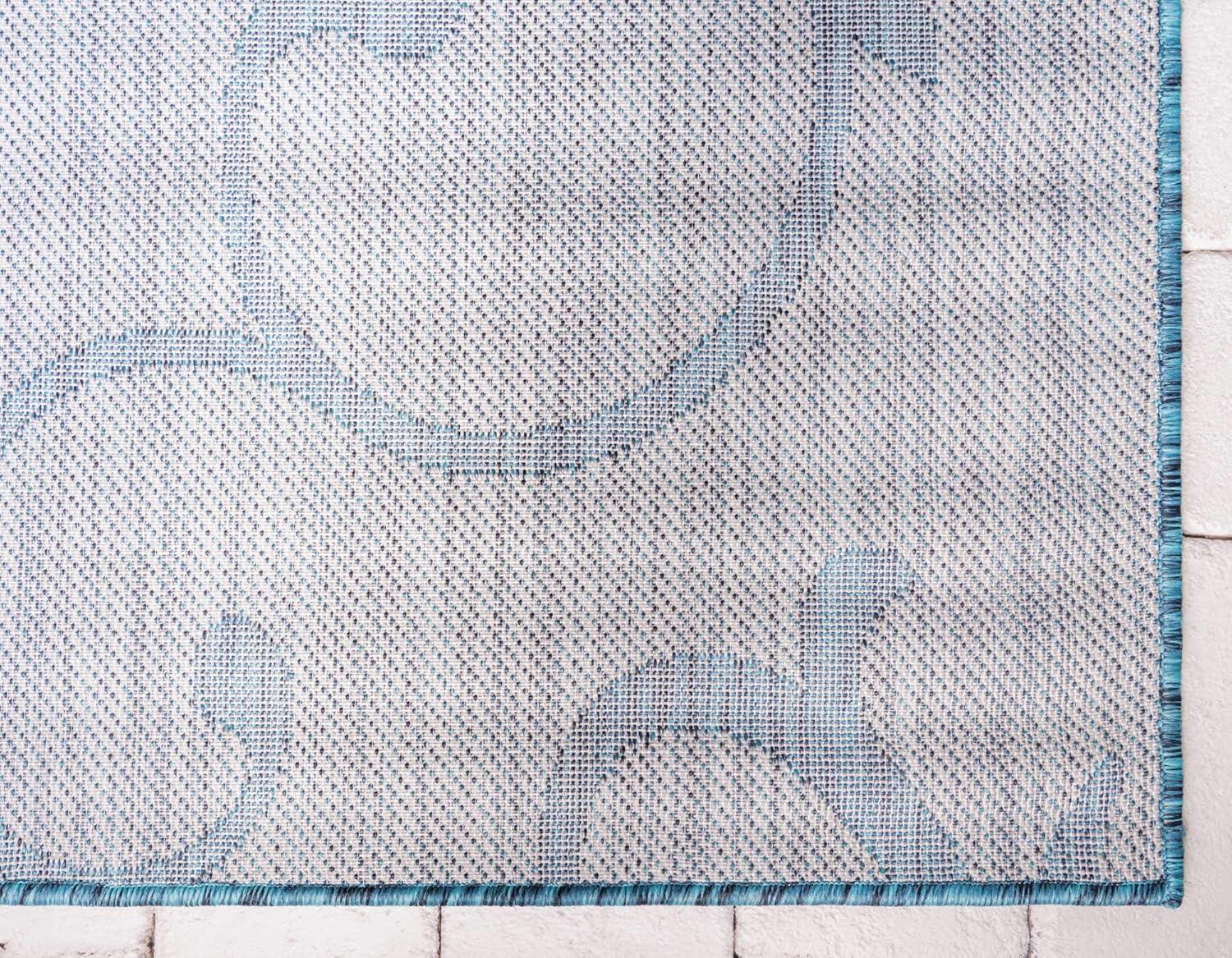 Unique Loom 6' 1 x 9' 0 Rectangle Indoor/Outdoor Botanical Teal Area Rug