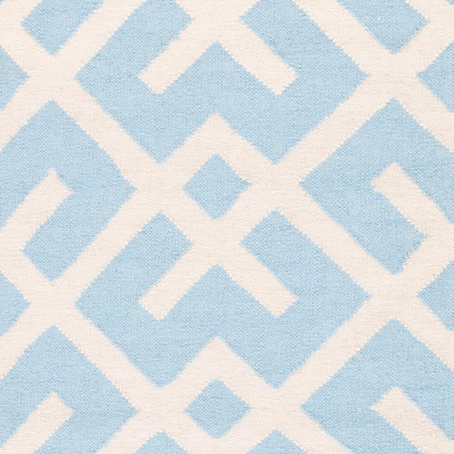 Safavieh Dhurries Cesa 4 x 6 (ft) Wool Light Blue/Ivory Rectangular Indoor Geometric Coastal Area rug