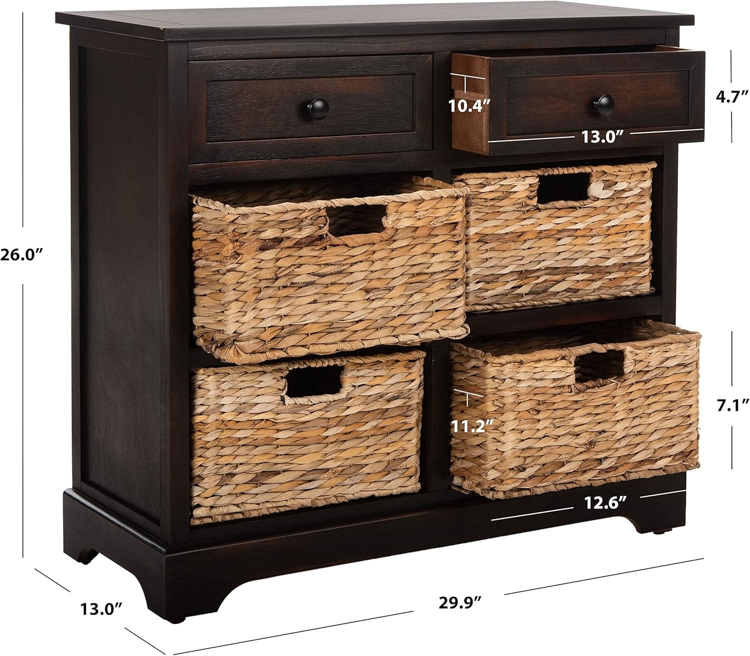 Herman Storage Unit with Wicker Baskets - Red - Safavieh.