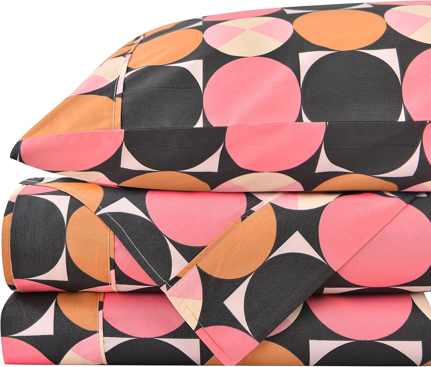 Twin Pink and Black Microfiber Deep Pocket Kids Sheet Set