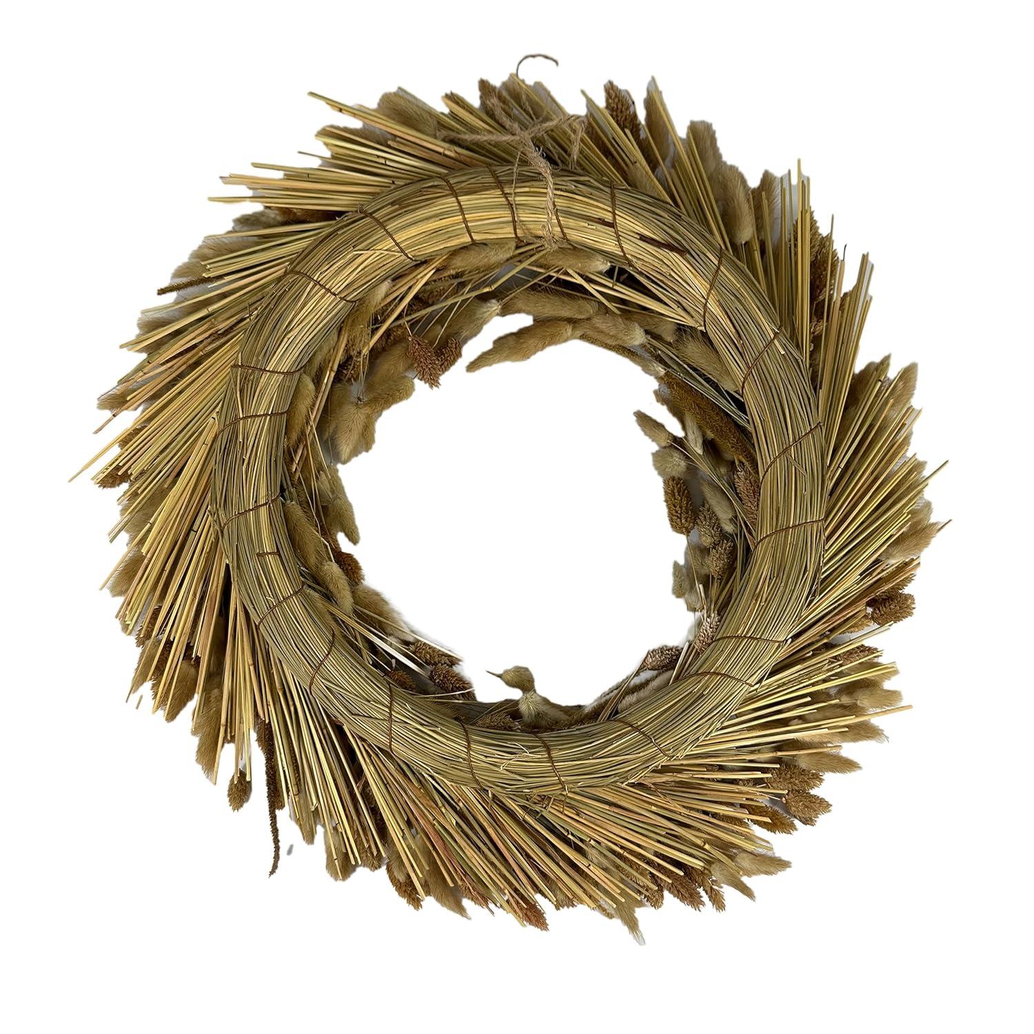 Galt International 21" Preserved Golden Natural Dried Wheat Wreath Straw Grain Wreath for Front Door Farmhouse Decorations Home Decor Pampas