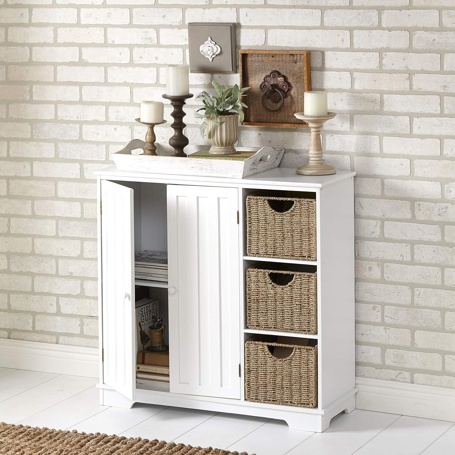 The Lakeside Collection Beadboard Buffet Cabinet - Sideboard with Storage - White