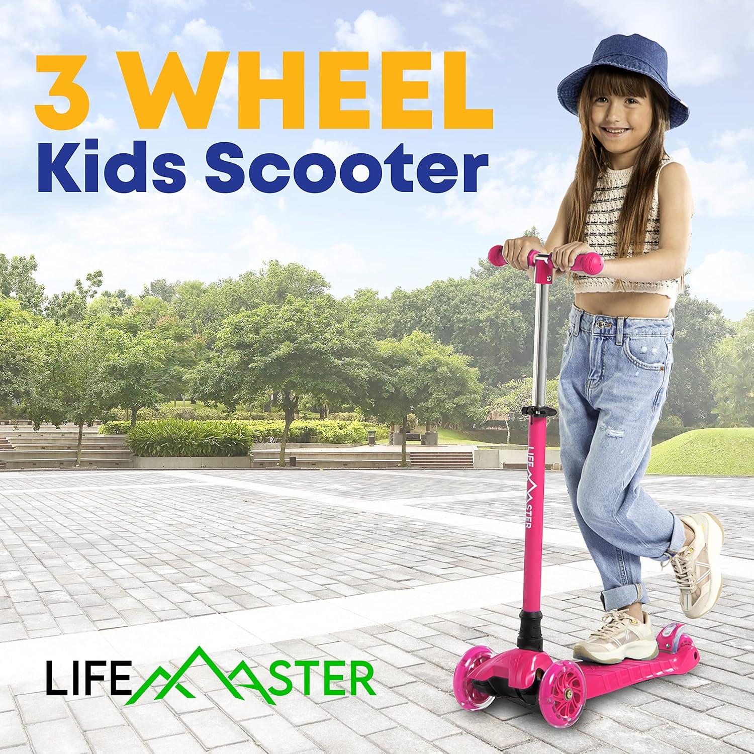 Kids Scooter – Children and Toddler 3 Wheel Kick Scooter – LED Wheel Lights Illuminate When Rolling