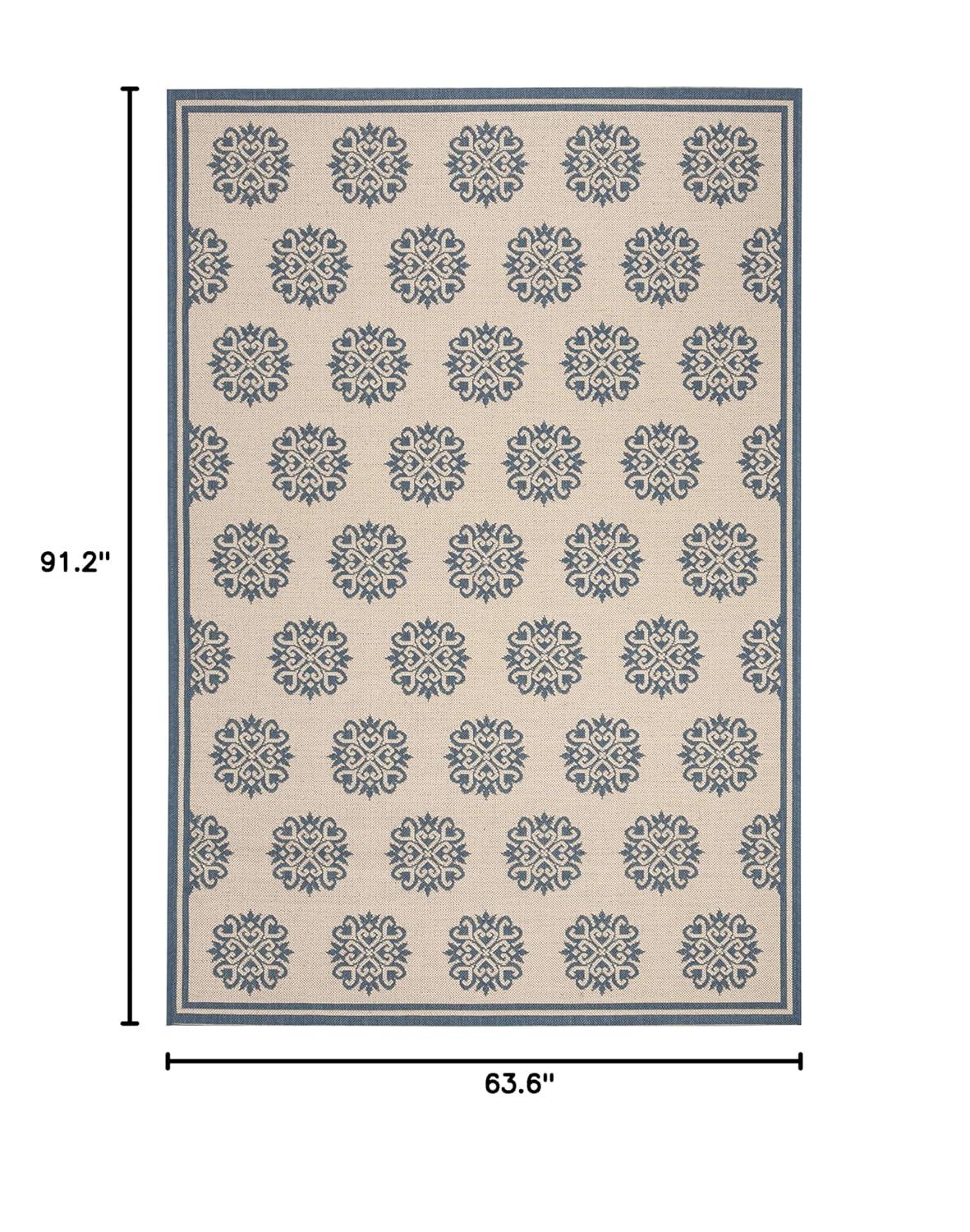 SAFAVIEH Beach House Callahan Geometric Indoor/Outdoor Area Rug Blue/Cream, 5'3" x 7'6"