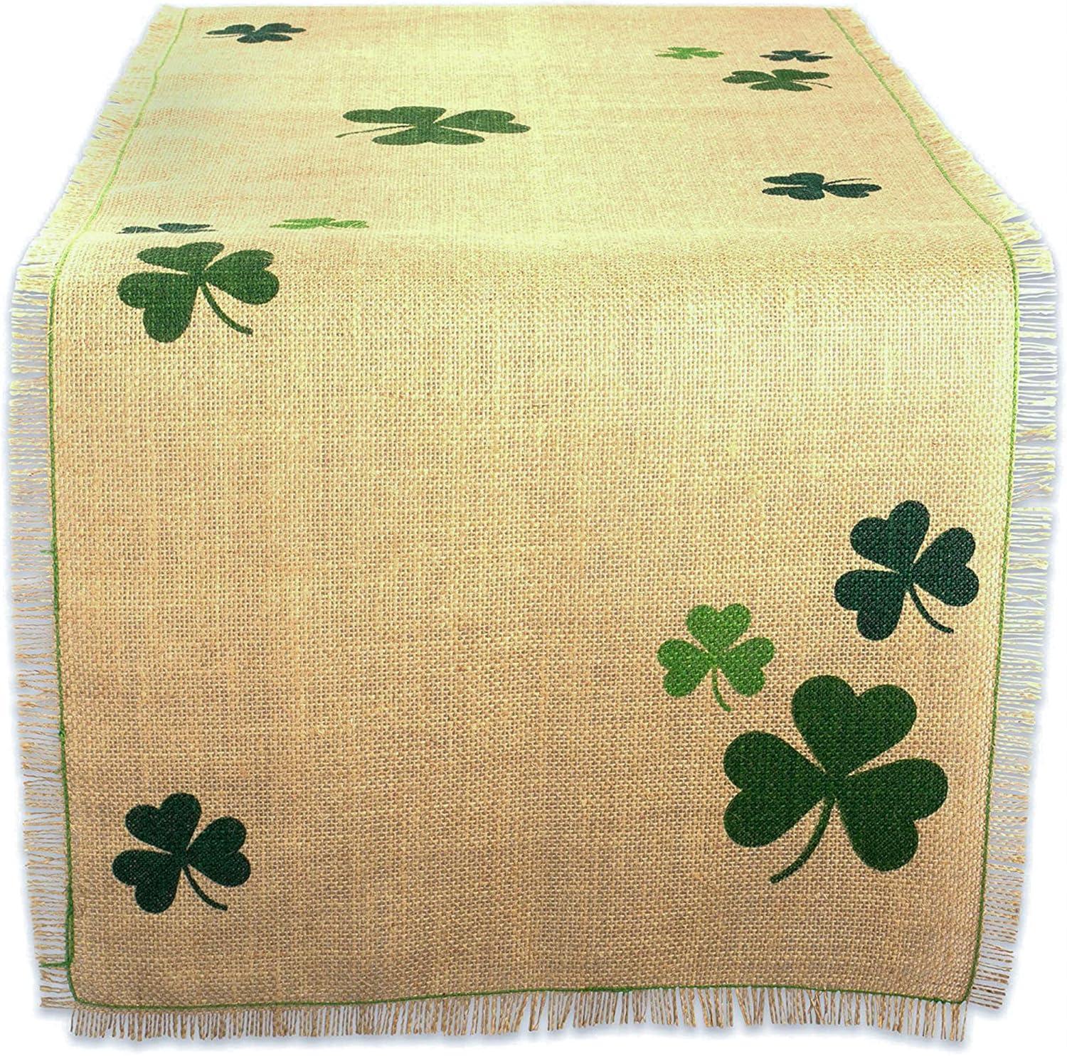 DII Shamrock Printed Jute Table Runner 14x74"