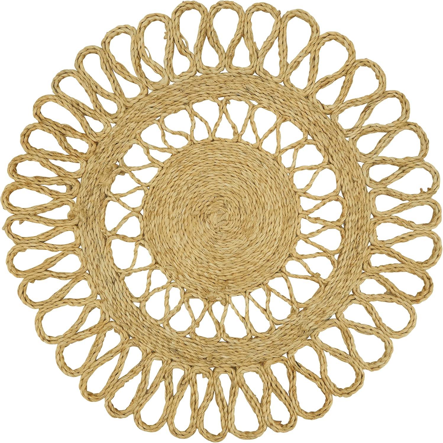 Natural Loopy Jute Round Table Placemats, Set of 4