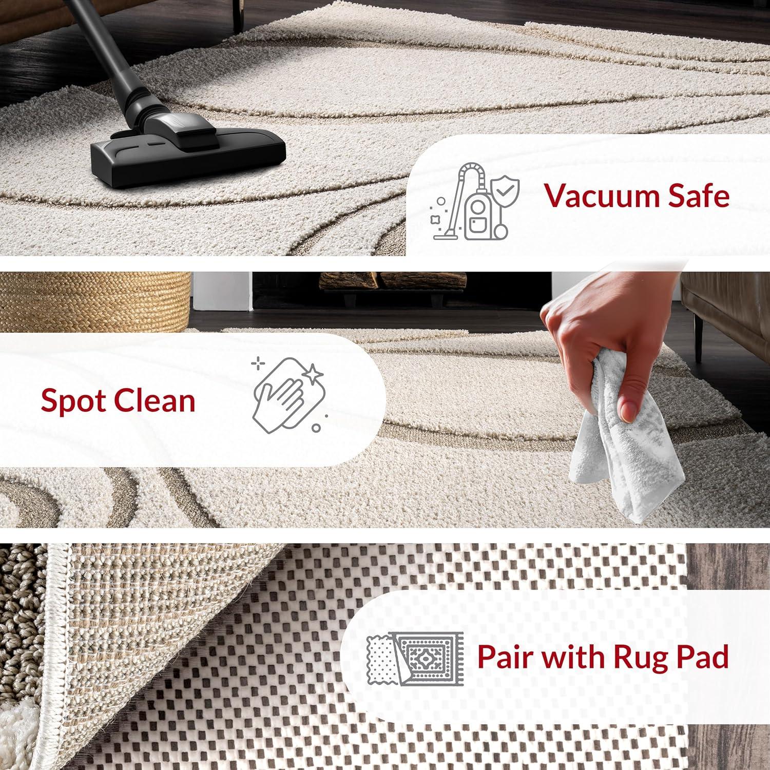 Nuloom Carolyn Abstract 5x8 Shag Indoor Area Rug for Living Room Bedroom Dining Room Nursery, Cream/Beige