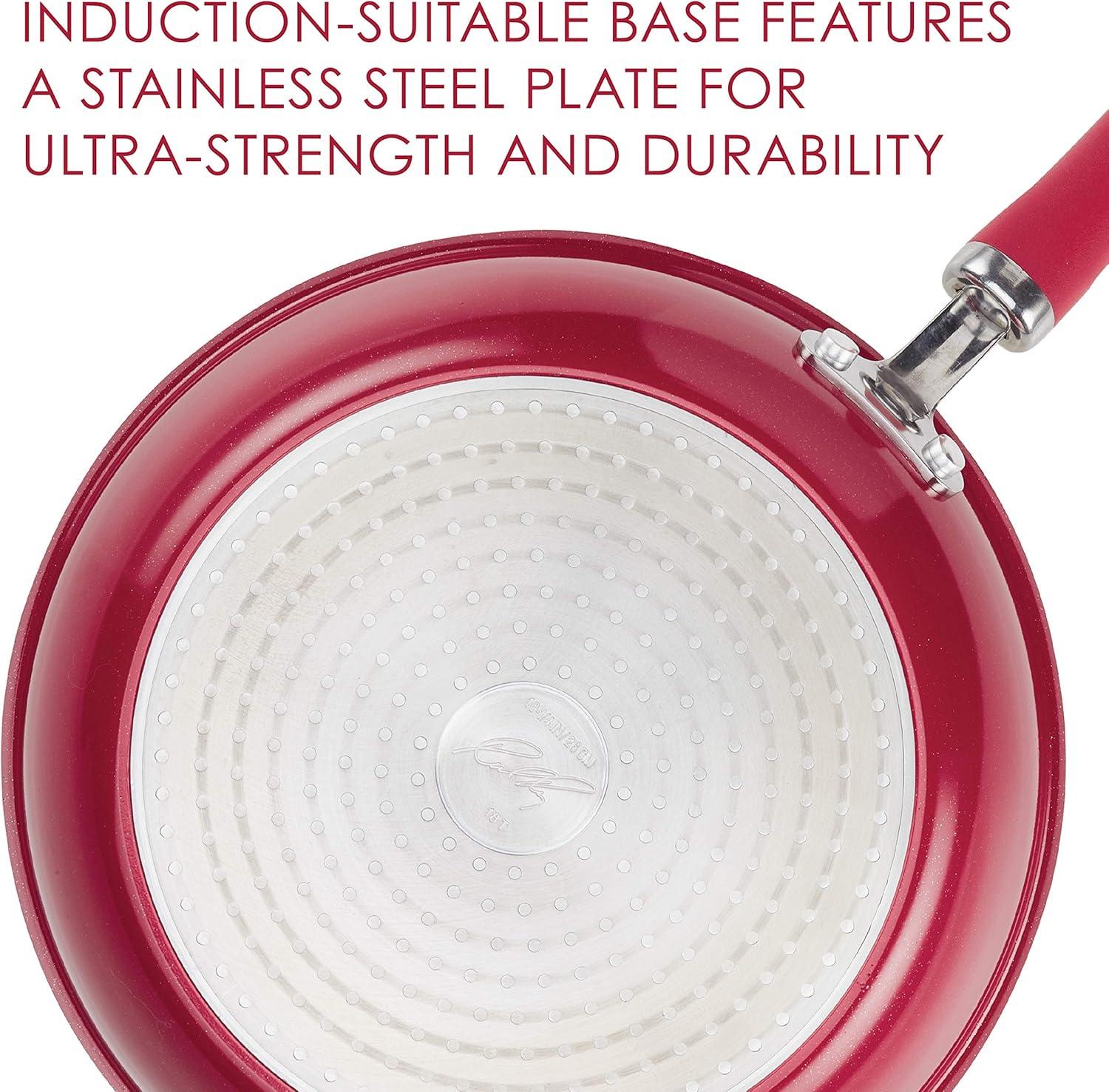 Rachael Ray Create Delicious 14.3" Aluminum Nonstick Wok Red: Dishwasher & Oven Safe, Silicone Handle, Induction Compatible