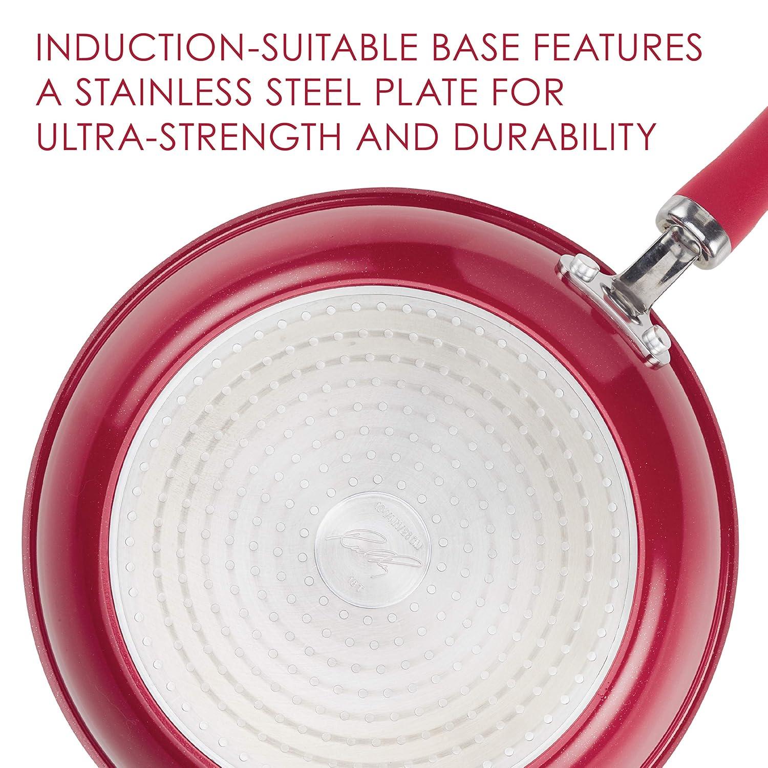 Rachael Ray Create Delicious 14.3" Aluminum Nonstick Wok Red: Dishwasher & Oven Safe, Silicone Handle, Induction Compatible
