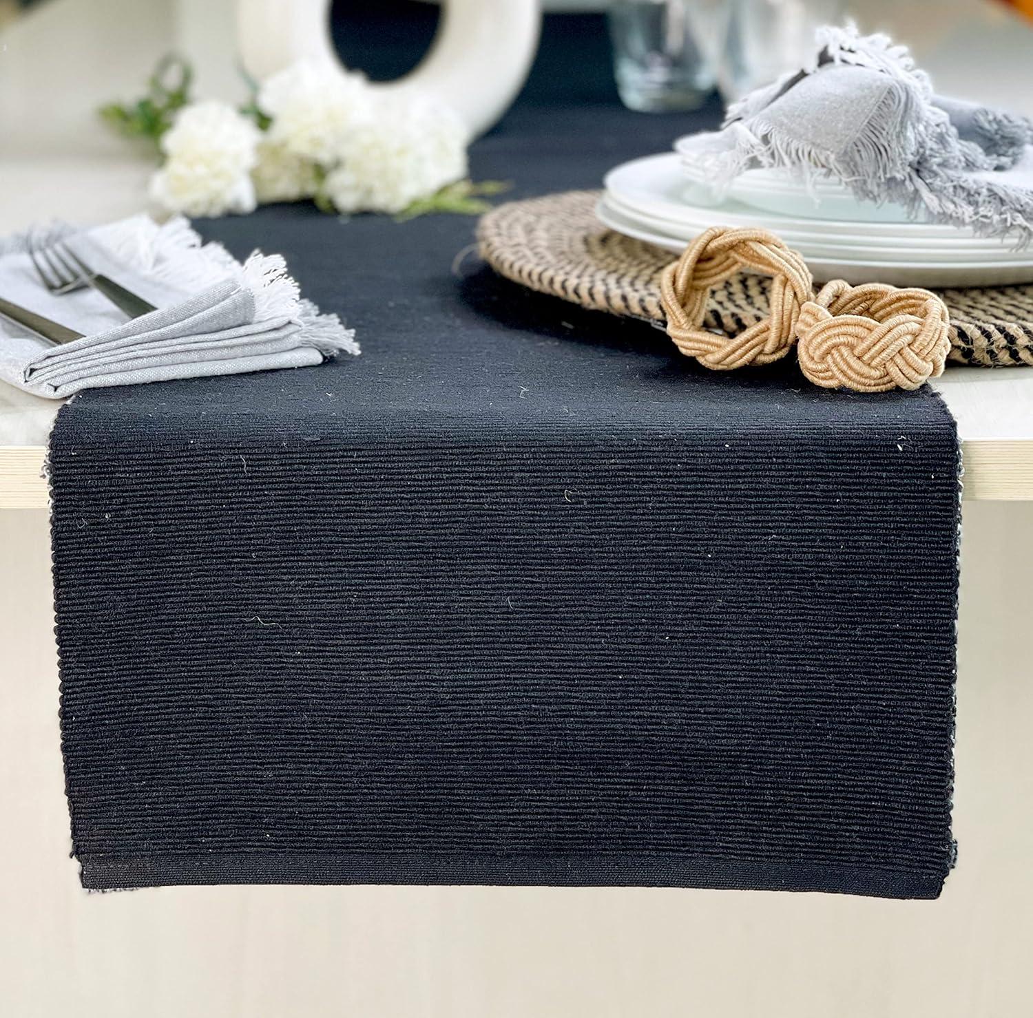 Design Imports Black Ribbed Placemat Set/6