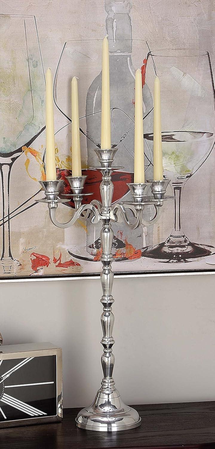 DecMode 5 Holder Silver Aluminum Metal Candelabra