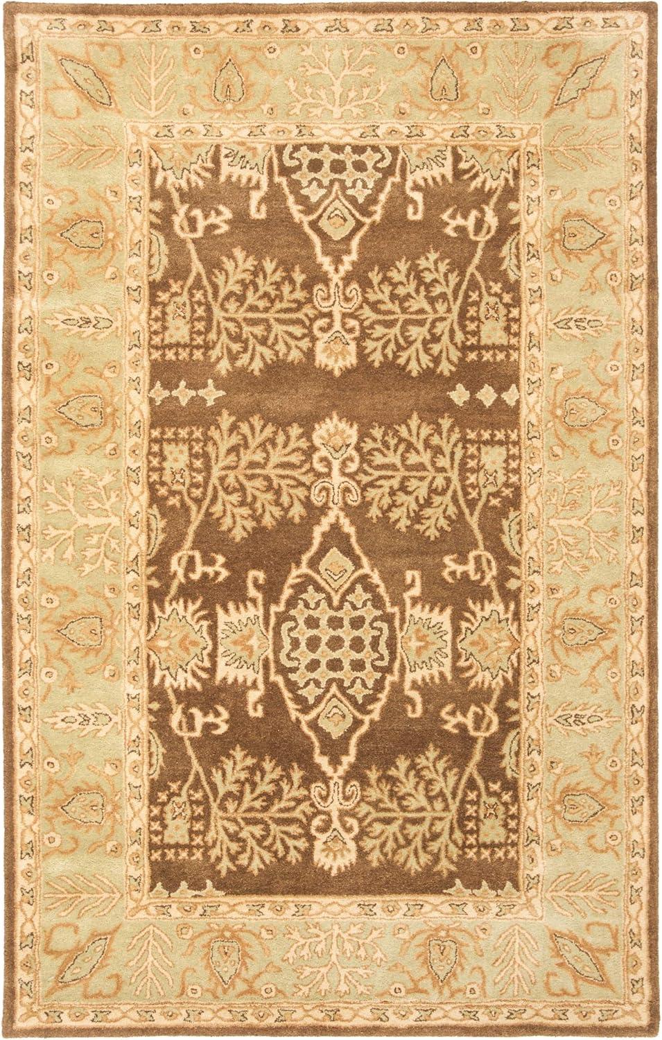 SAFAVIEH Bergama Tarah Traditional Wool Area Rug, Brown/Green, 4' x 6'