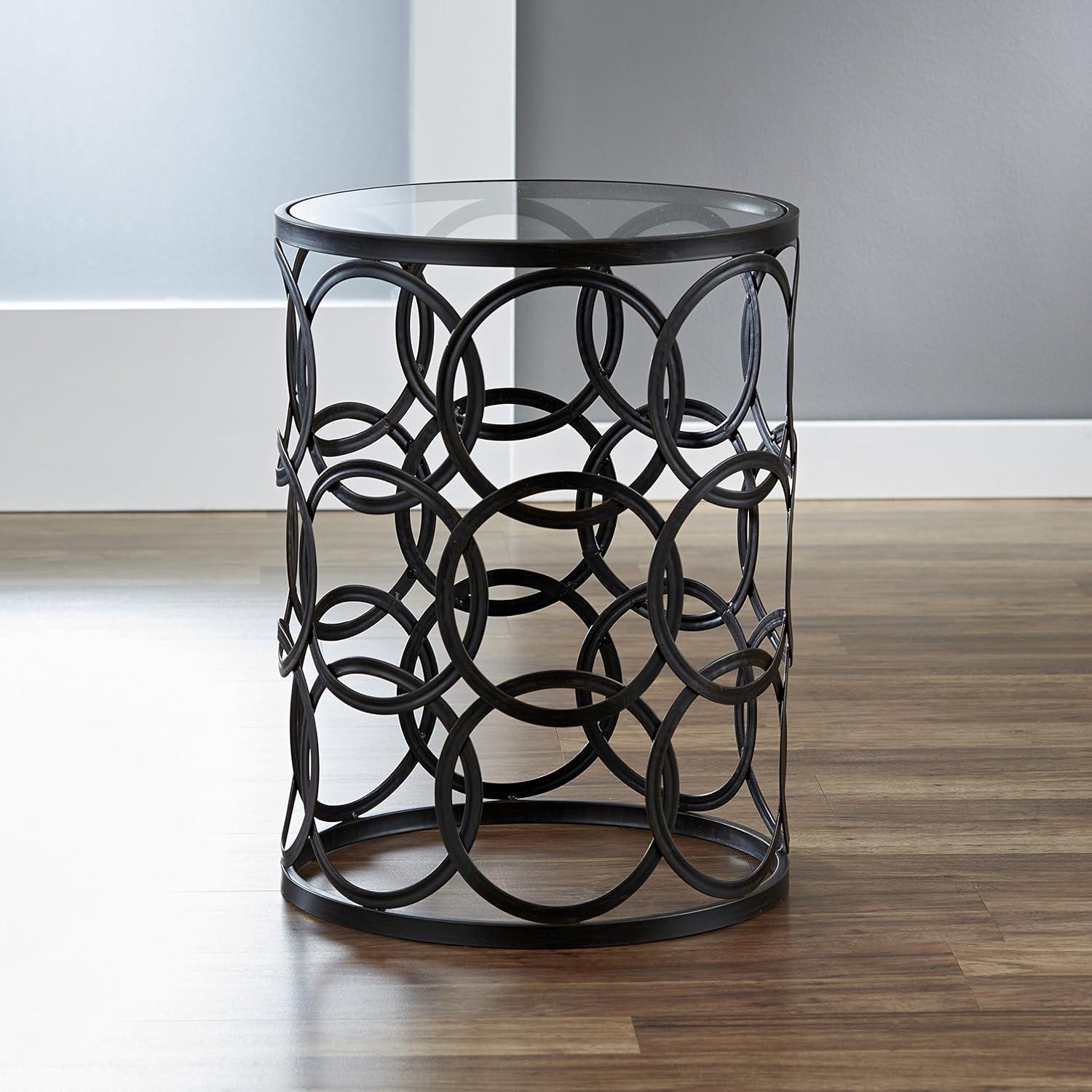 FirsTime & Co. Interlocking Circles Side Accent Table, 22"H x 16.75"W x 16.75"D, Oil Rubbed Bronze