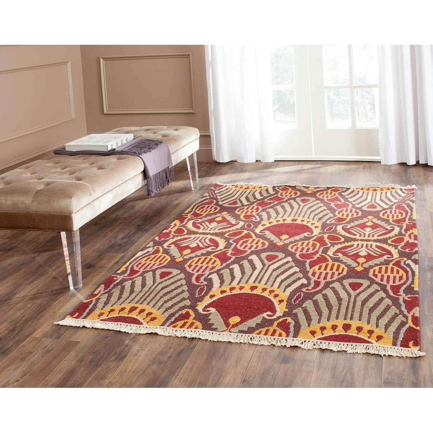 SAFAVIEH Sumak Lucius Transitional Wool Area Rug, Red/Green, 9' x 12'