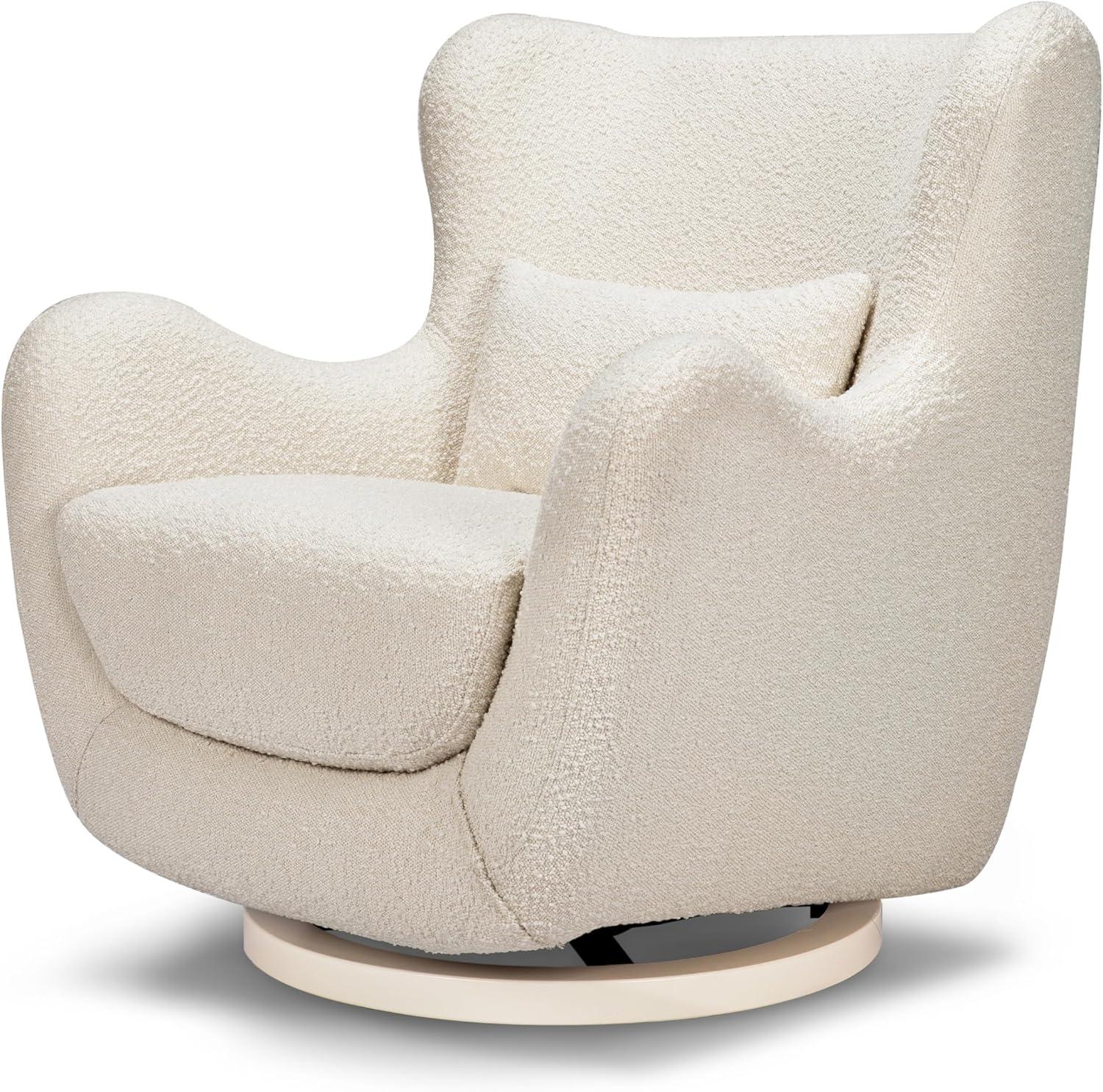 Babyletto x Nursery Works Solstice Ivory Boucle Nursery Glider Chair with Ivory Wood Base
