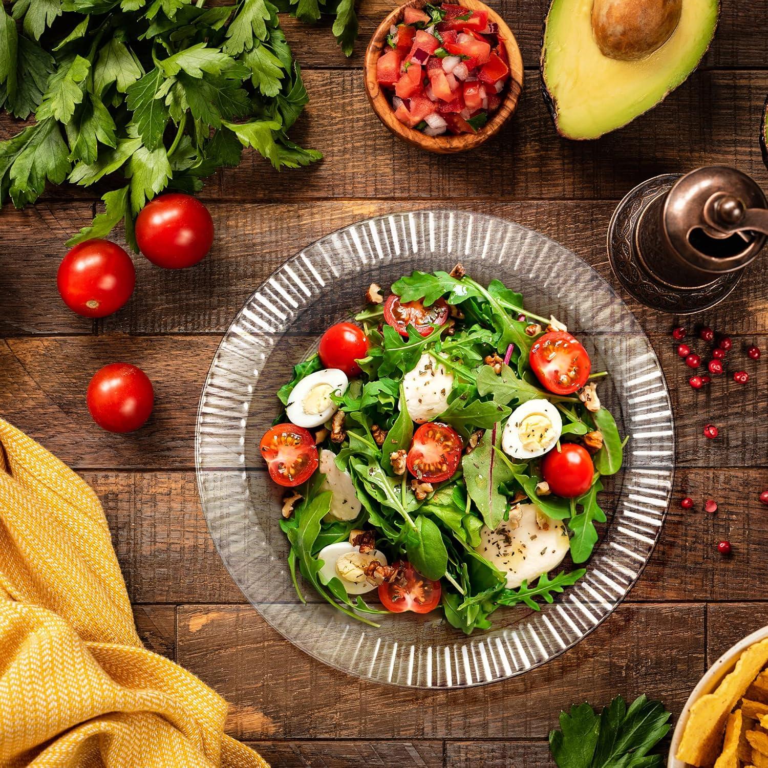 Perfect Settings Tableware 50 Pcs Clear Plastic Disposable Party Dinnerware Combo Set Dinner and Salad Size Plates (Set of 25)