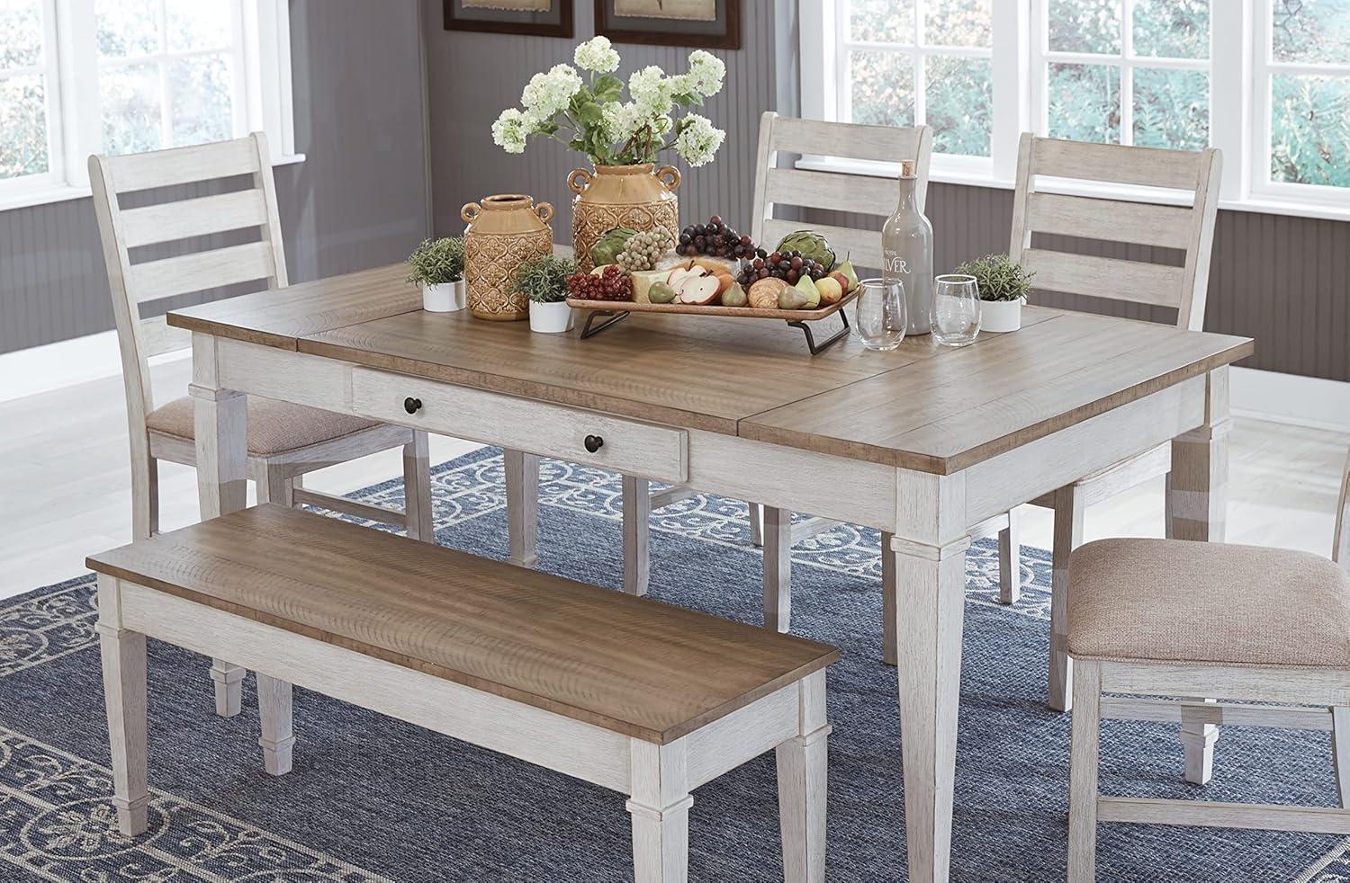 Signature Design by Ashley Casual Skempton Dining Table, White/Light Brown