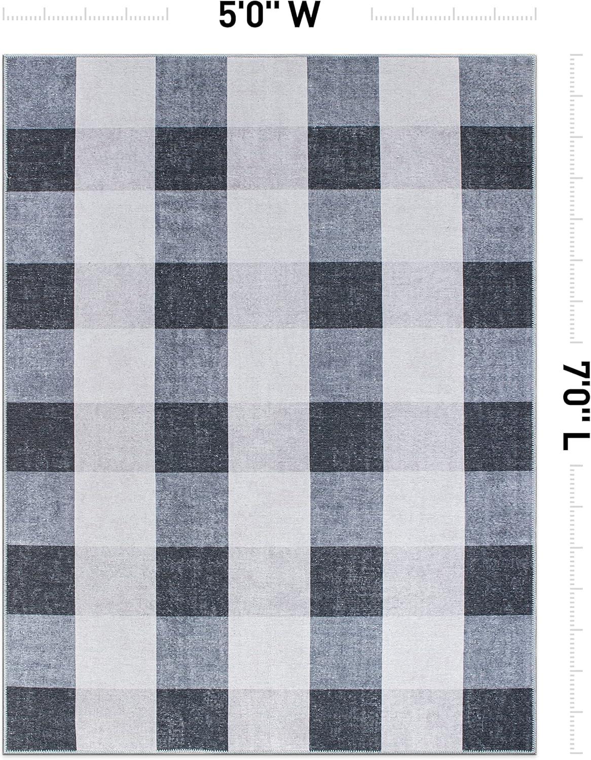 World Rug Gallery Contemporary Checkered Machine Washable Area Rug