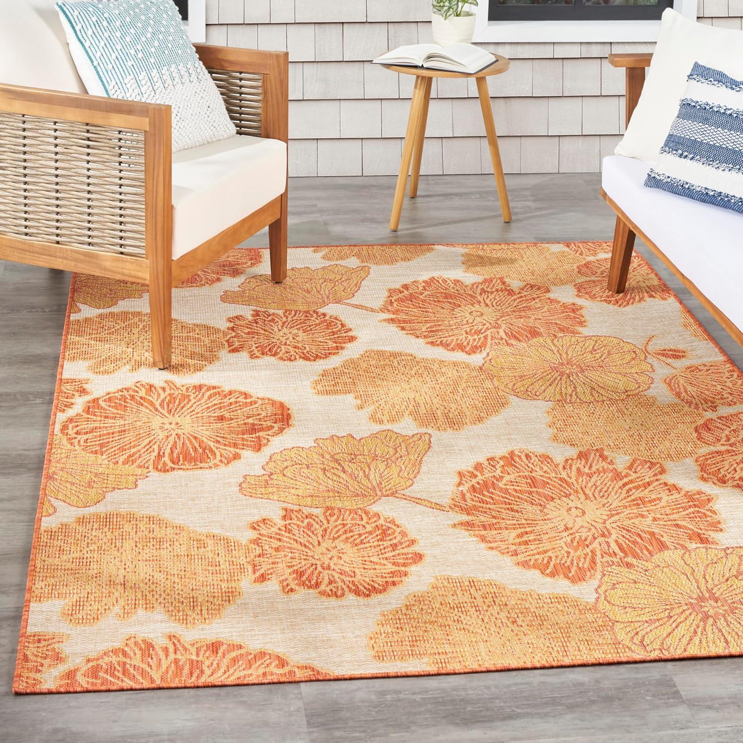 Nourison Garden Oasis Floral Flatweave Indoor Outdoor Rug